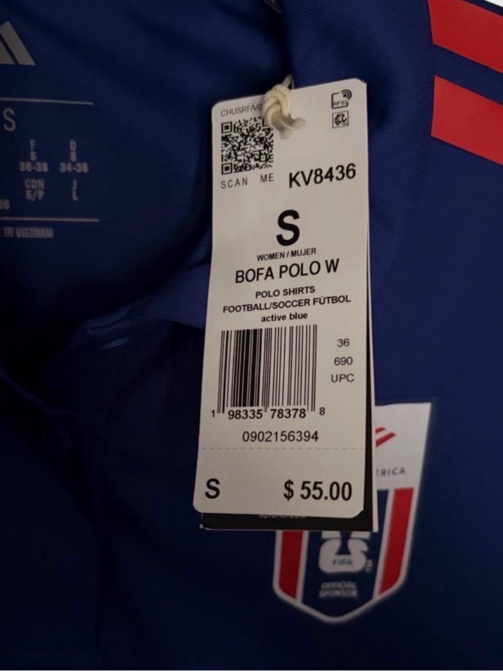 adidas BOFA Polo W in active blue with red accents